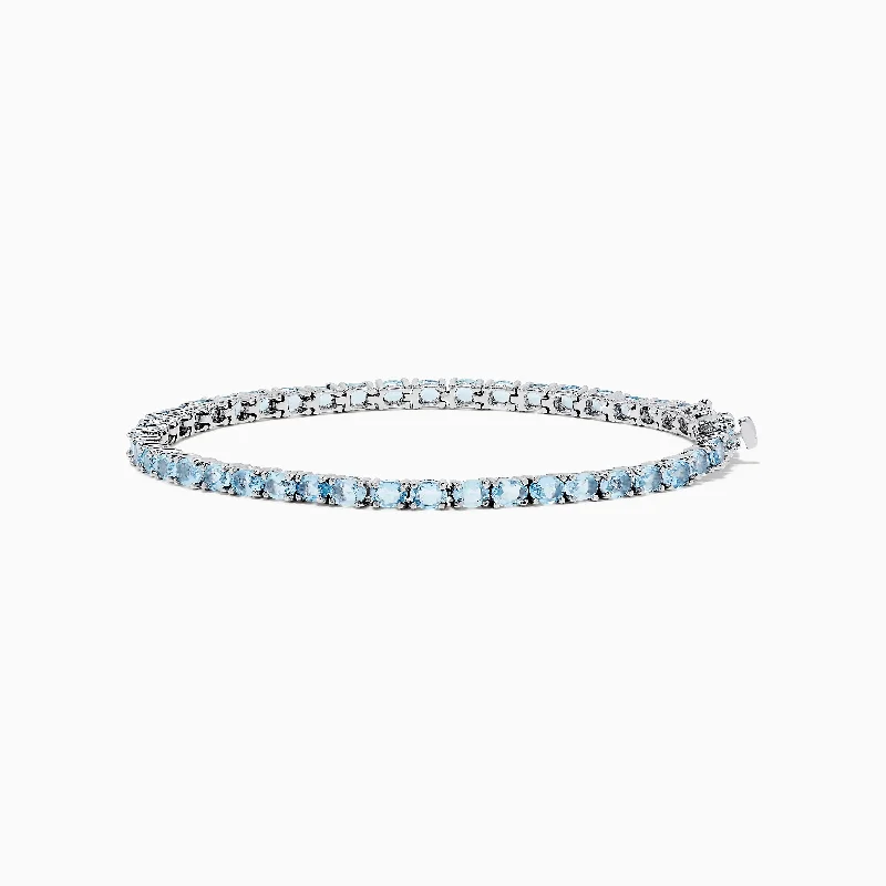 Stackable bracelets for a customizable style-925 Sterling Silver Aquamarine Tennis Bracelet