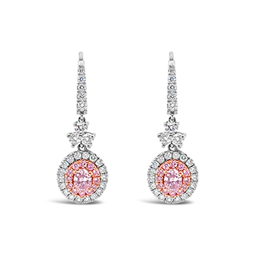 Designer earrings for high-end fashion lovers-Pink Diamond Dangle Earrings