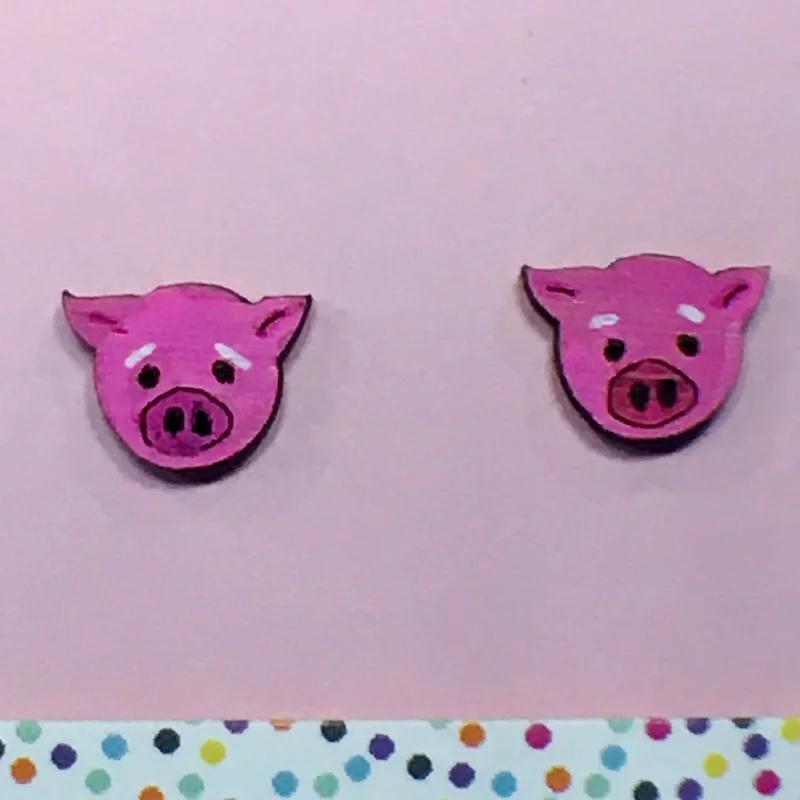 Ear jackets with modern designs-Studs: Pigs