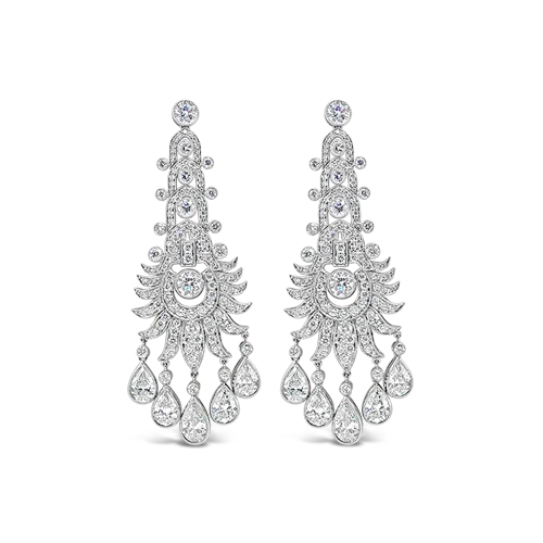 Crystal earrings with sparkling accents-Diamond Chandelier Earrings