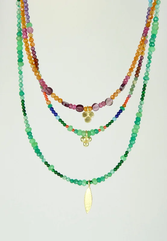 Minimalist bar necklaces for a sleek and modern look-Rainbow Gemstone Necklace with 18ct Gold Charm