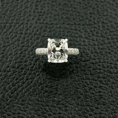 Vintage-inspired engagement rings for a classic look-Cushion cut Diamond Ring with Micro Pave Setting