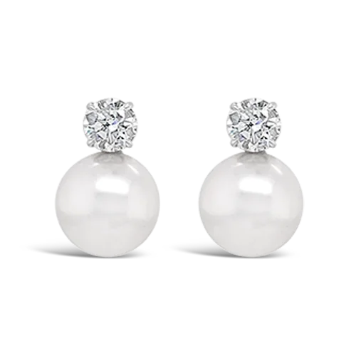 Sterling silver earrings for everyday elegance-Pearl & Diamond Earrings