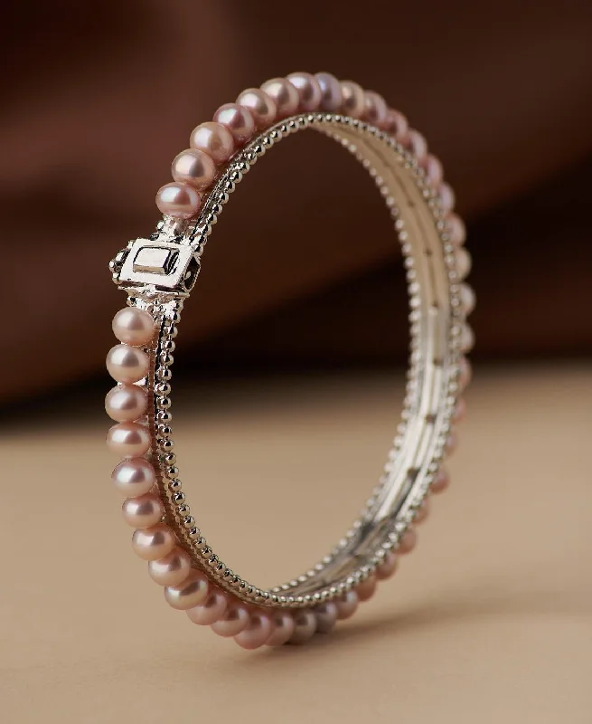 Crystal bangles for sparkling elegance-Classy Real Pearl Bangle