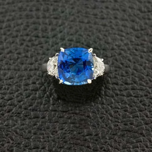 Custom birthstone rings for meaningful designs-Cushion Sapphire & Diamond Ring