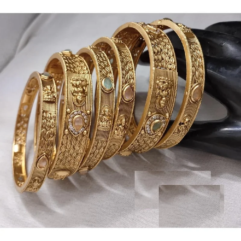 Luxury diamond-studded bangles for an upscale look-Akruti Collection Copper Gold Plated Bangle Set