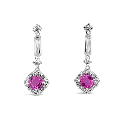 Intricate hoop earrings for a standout accessory-Pink Sapphire & Diamond Dangle Earrings