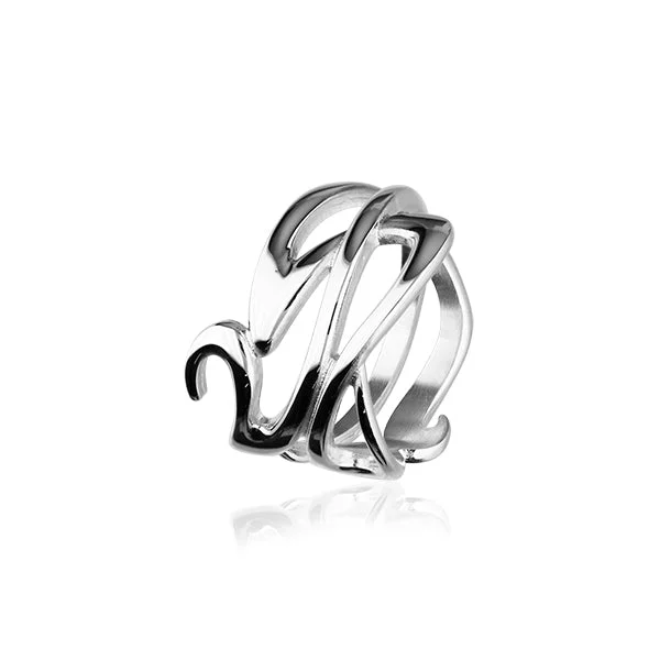 Vintage-inspired rings for timeless beauty-Art Nouveau Silver Ring R307