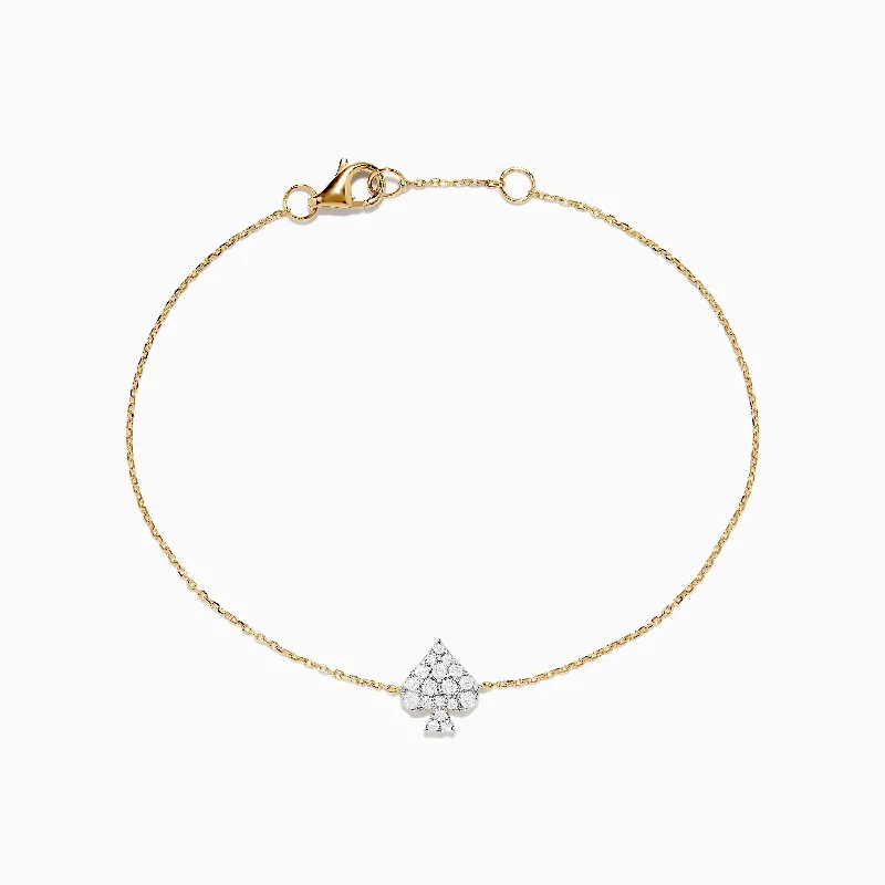 Modern designer bracelets for high-fashion looks-Casino 14K Yellow Gold Diamond Spade Suit Bracelet