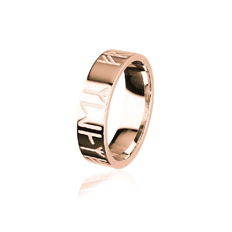 Dainty rings for minimalist style-Runic Rose Gold Ring RXR262