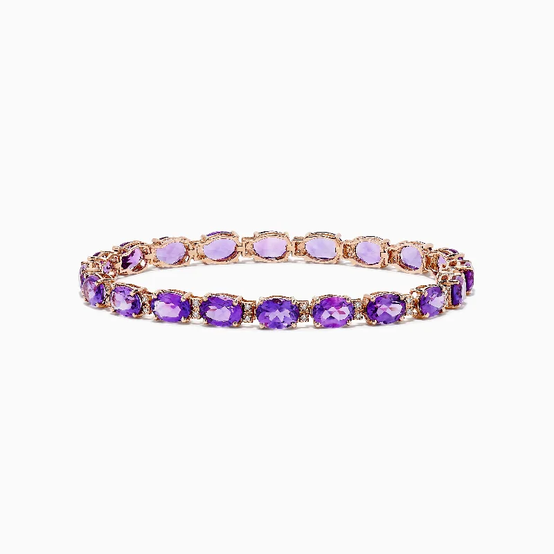 Adjustable bracelets for the perfect fit-14K Rose Gold Amethyst and Diamond Bracelet