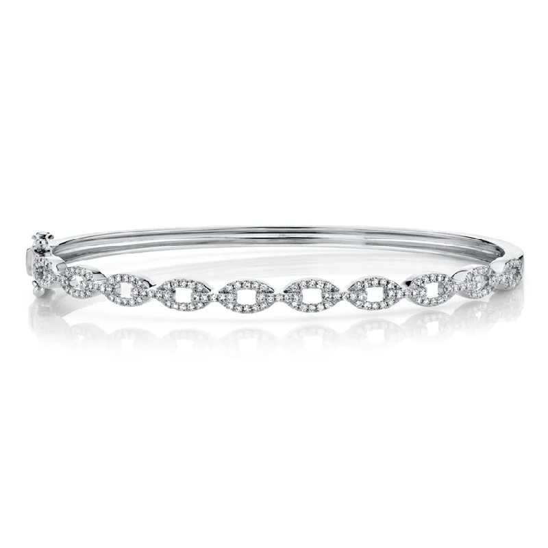 Custom design bangles for a personal touch-14K White Gold Diamond Link Bangle