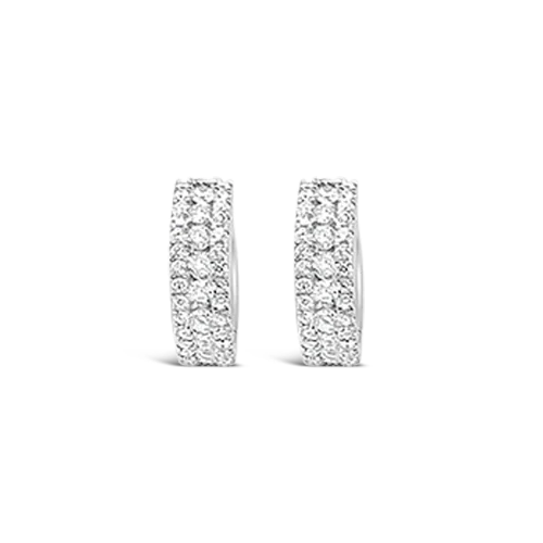 Luxury crystal earrings for upscale occasions-Diamond Huggie Hoop Earrings