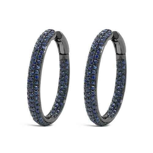 Handmade earrings for a unique and personal style-Blue Sapphire Hoop Earrings