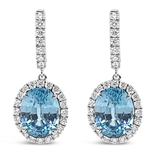 Custom name earrings for unique gifts-Blue Zircon & Diamond Earrings