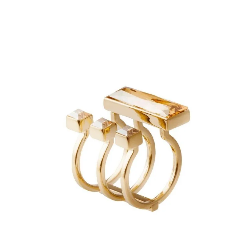 Adjustable gemstone rings for comfortable wear-Gold Fay Carre RIng