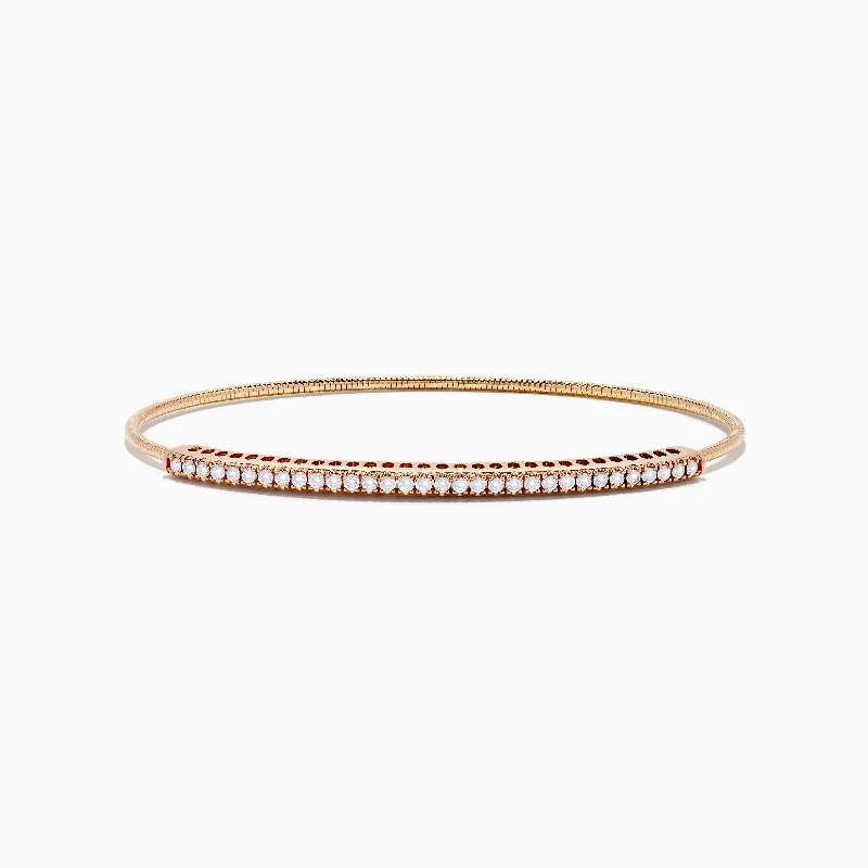 Elegant pearl bracelets for timeless beauty-14K Rose Gold Flexible Diamond Bangle