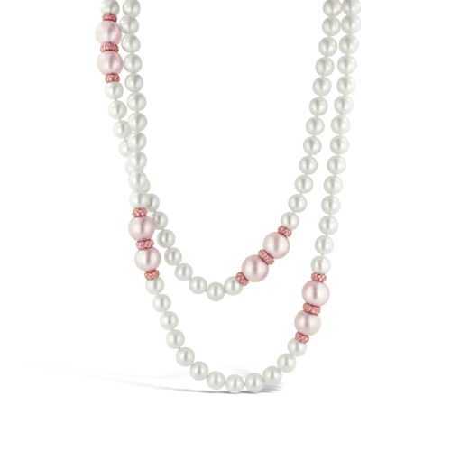 Crystal necklaces for sparkle and shine-Pink & White Pearl Necklace