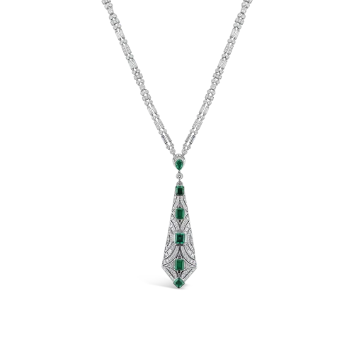 Designer necklaces for high-end fashion-Emerald & Diamond Necklace