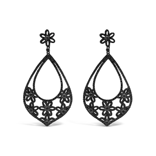 Flower-shaped earrings for a delicate touch-Black Spinel Dangle Earrings