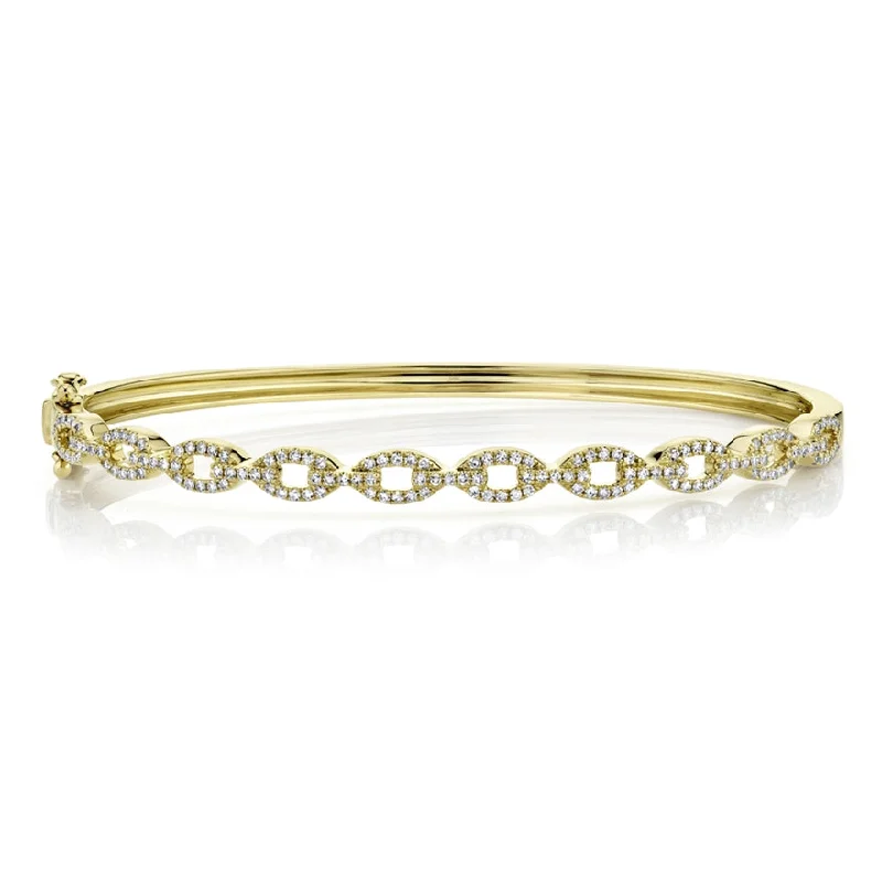 Luxury diamond bangles for upscale events-14K Yellow Gold Diamond Link Bangle