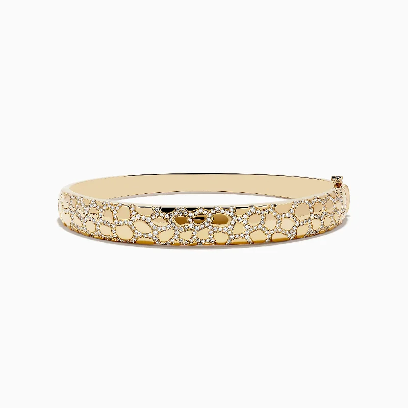 Custom engraved bracelets for anniversary gifts-D'Oro 14K Yellow Gold Diamond Bangle