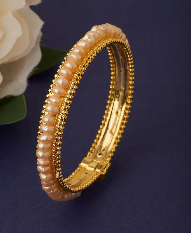 Minimalist rose gold bangles for a modern touch-Beautiful and Classy Pearl Bangle