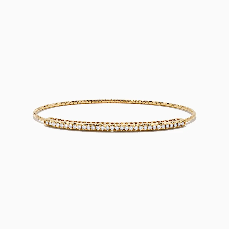 Gold chain bracelets for luxurious wear-14K Yellow Gold Flexible Diamond Bangle