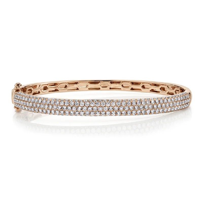 Bohemian-style bangles for a carefree vibe-14K Rose Gold Diamond Pave Thin Bangle