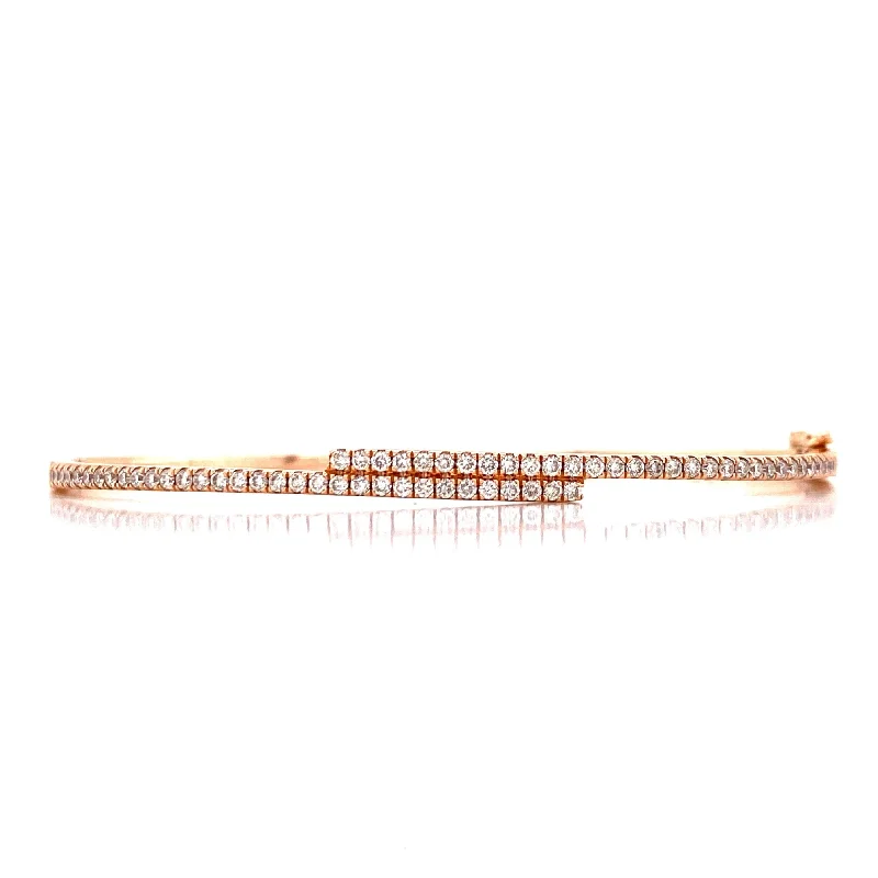 Custom charm bangles for personalized flair-14K Rose Gold Diamond Bypass Bangle