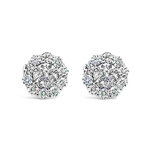 Two-tone earrings for stylish contrast-Diamond Cluster Earrings