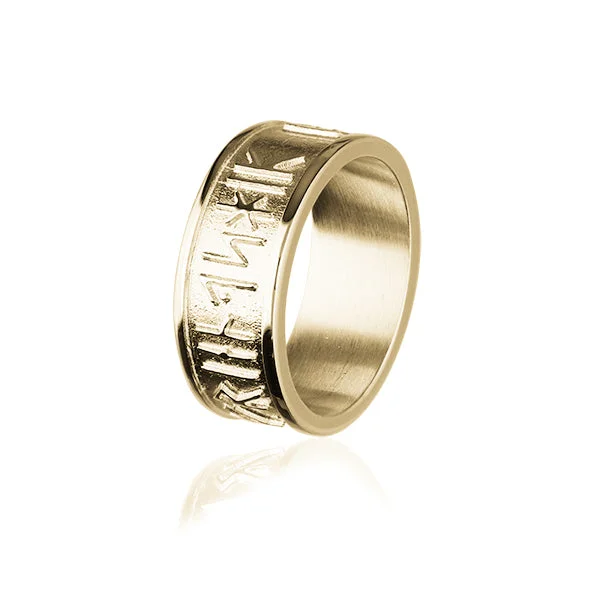 Vintage-inspired rings for antique lovers-Runic Gold Ring GXR236