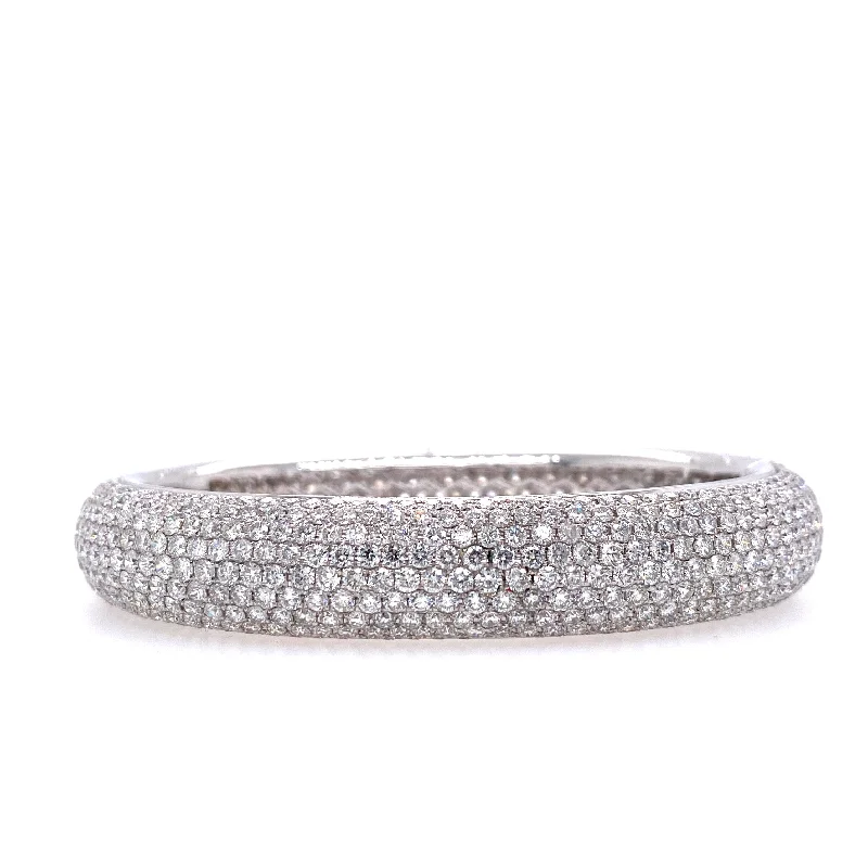 Adjustable bangles for a comfortable fit-18K White Gold Pave Diamond Hinged Bangle