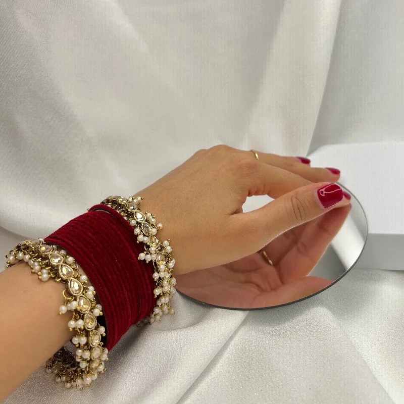 Elegant gold bangles for special occasions-Desi Barbie - Velvet Red