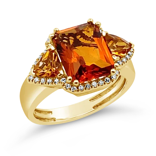 Stackable rings for customizable combinations-Citrine & Diamond Ring