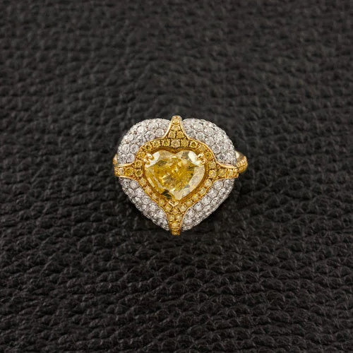 Geometric rings for modern jewelry lovers-Heart Shaped Yellow Diamond Ring