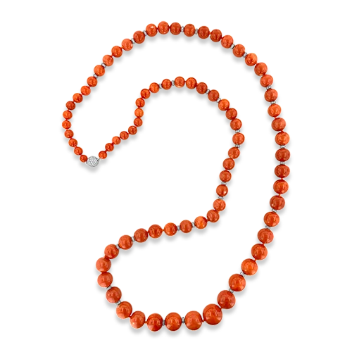 Luxurious pearl necklaces for upscale occasions-Coral & Diamond Necklace