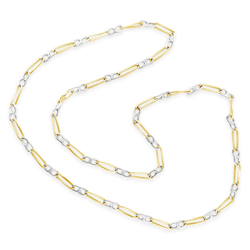 Geometric pendant necklaces for modern flair-White & Yellow Gold Italian Chain Necklace