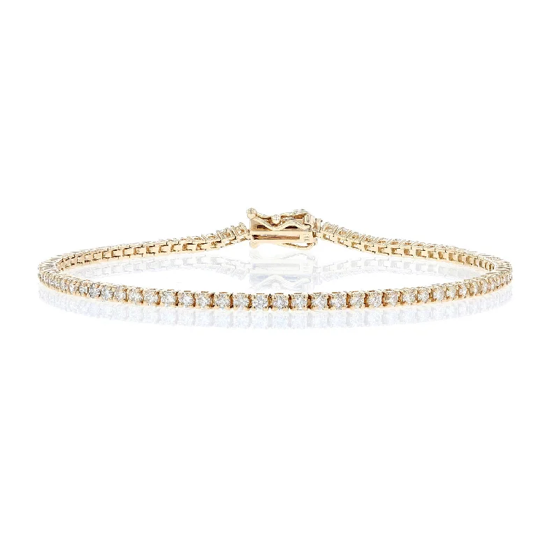 Custom friendship bracelets for meaningful connections-Yellow Gold Two Carat Diamond Tennis Bracelet