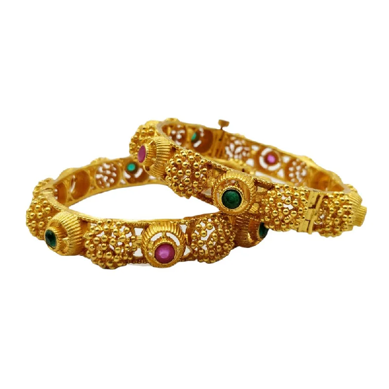 Wide bangles for bold fashion statements-Choice Gold Plated Pota Stone Bangles Set