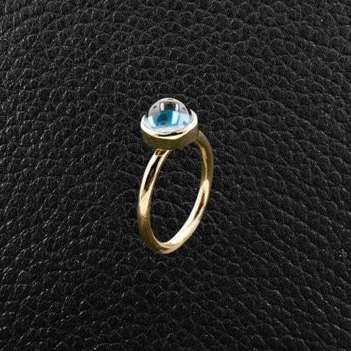 Custom rings for couples with matching designs-Cabochon Blue Topaz Ring