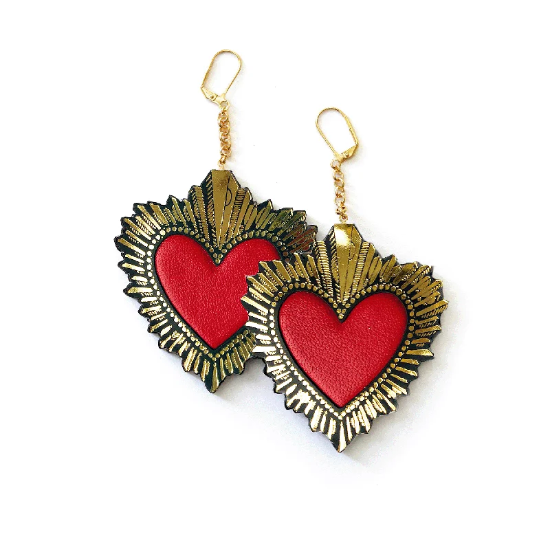 Handcrafted earrings with unique patterns-SACRED HEART  . earrings