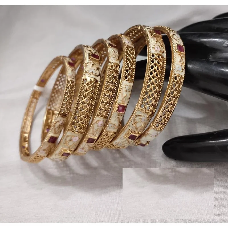 Adjustable crystal bangles for versatile fashion-Akruti Collection Copper Gold Plated Bangle Set