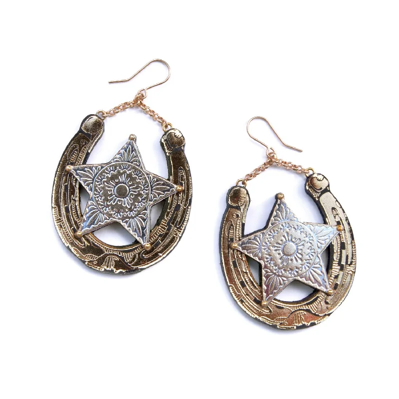 Vintage-inspired earrings for collectors-SHERIFF . SHIELD . earrings