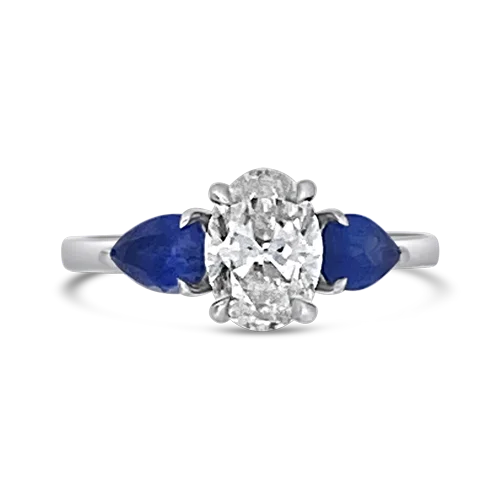 Classic solitaire engagement rings for timeless style-Diamond & Sapphire Engagement Ring