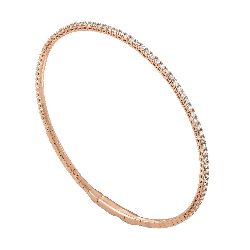 Adjustable bangle sets for a comfortable fit-14K Rose Gold Diamond Flexible Bangle