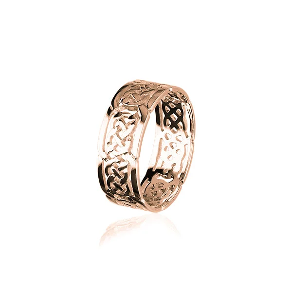 Custom signet rings for a personalized look-Celtic Rose Gold Ring RR132