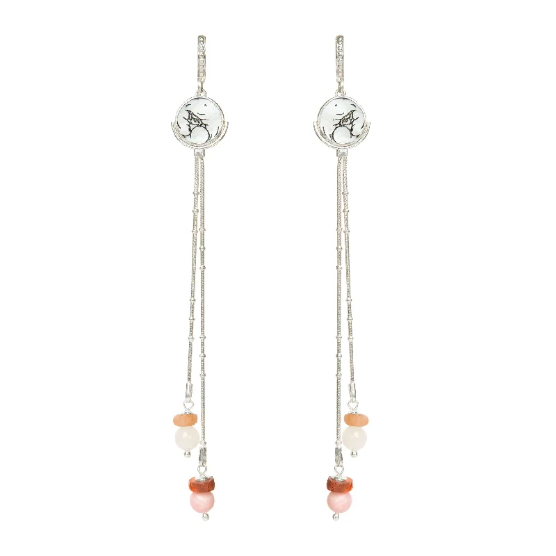 Intricate hoop earrings for a standout accessory-VOLTA . Full Moon tassel earrings