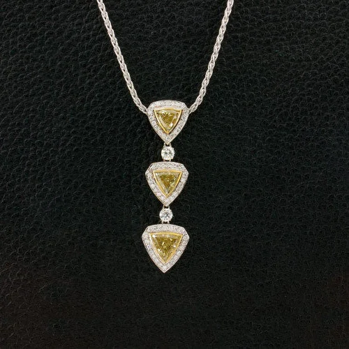 Luxury diamond necklaces for a high-end touch-Trilliant Yellow Diamond Necklace