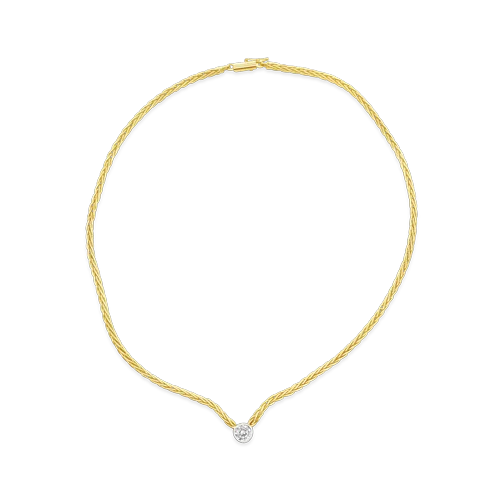 Simple silver necklaces for everyday elegance-Single Diamond & Gold Necklace